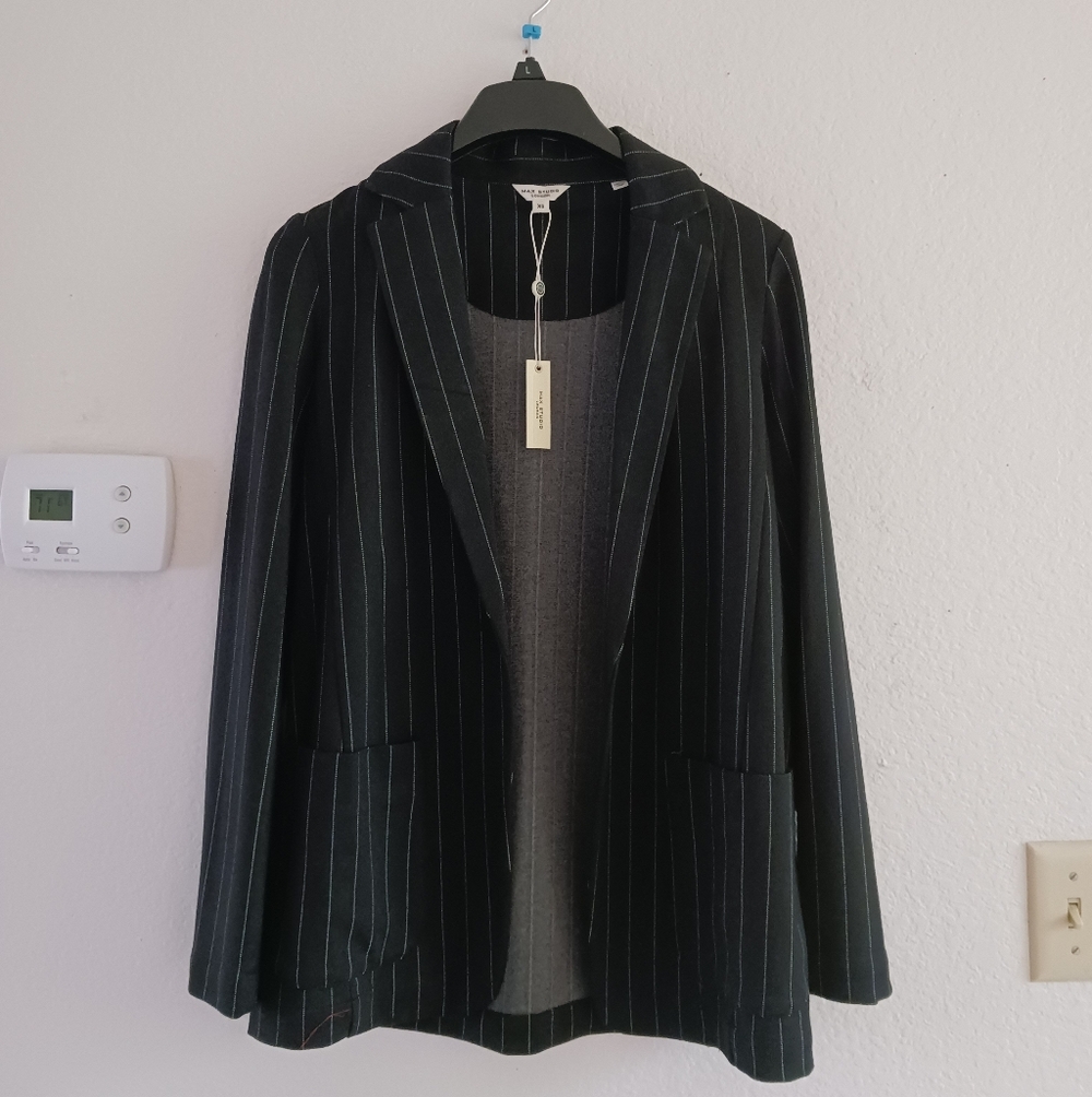 Max Studio London Pinstripe Relaxed‎ Knit  Blazer